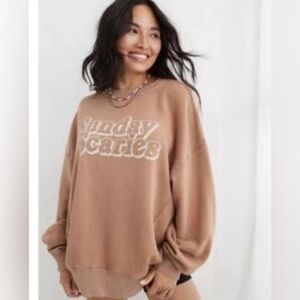 AE Aerie Sunday Scaries oversized Sweatshirt Sz Med Soft Oversized Crewneck
